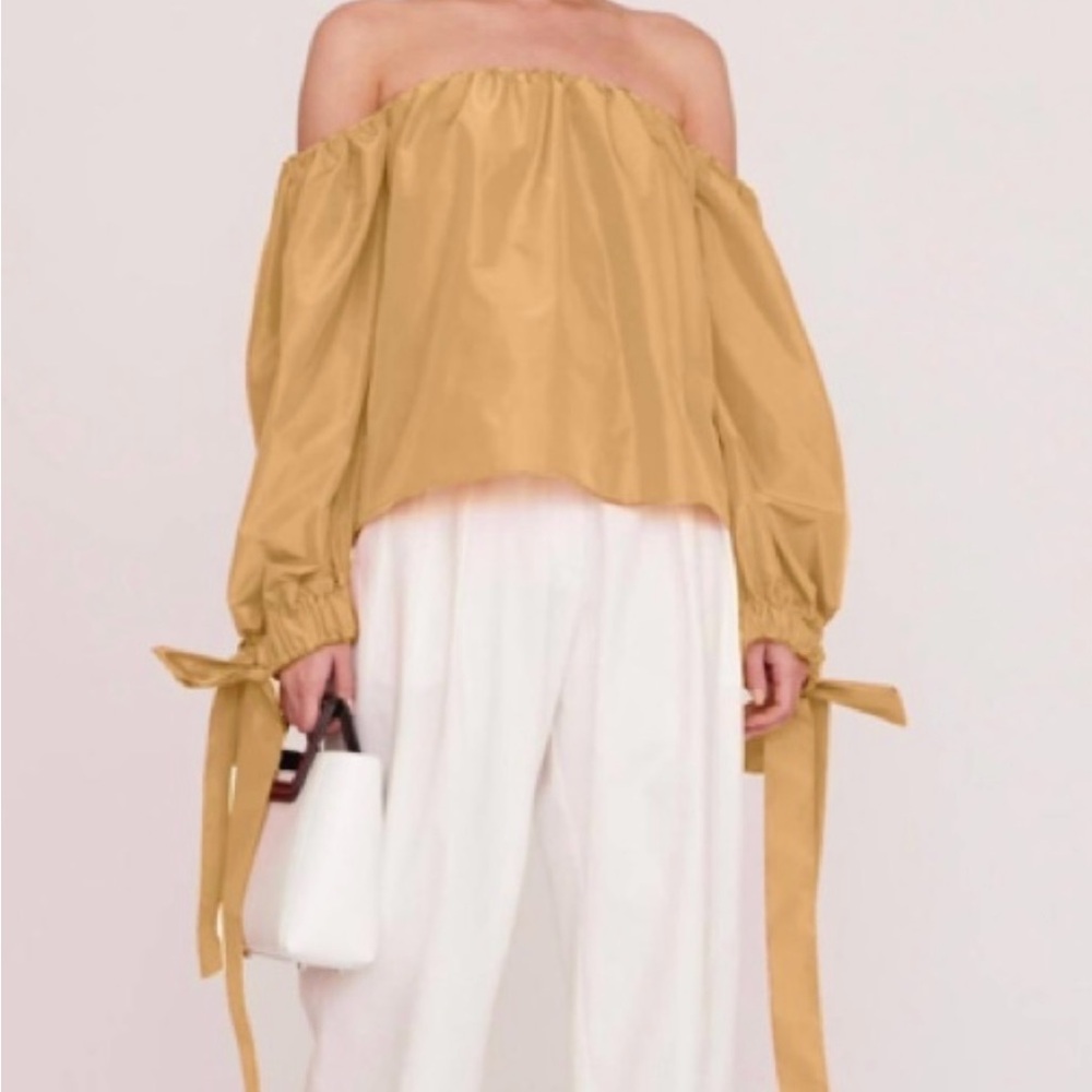 STAUD Colby Off-Shoulder Mustard Blouse